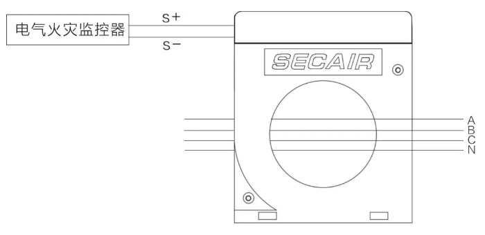 J-SCM41(160)剩余電流式<a href=http://www.randallgale.com/dianqihuozai/ target=_blank class=infotextkey>電氣火災(zāi)監(jiān)控</a>探測(cè)器接線圖