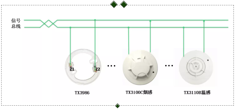 TX3100C點(diǎn)型光電感煙火災(zāi)探測(cè)器、TX3110B點(diǎn)型光電感溫火災(zāi)探測(cè)器接線圖